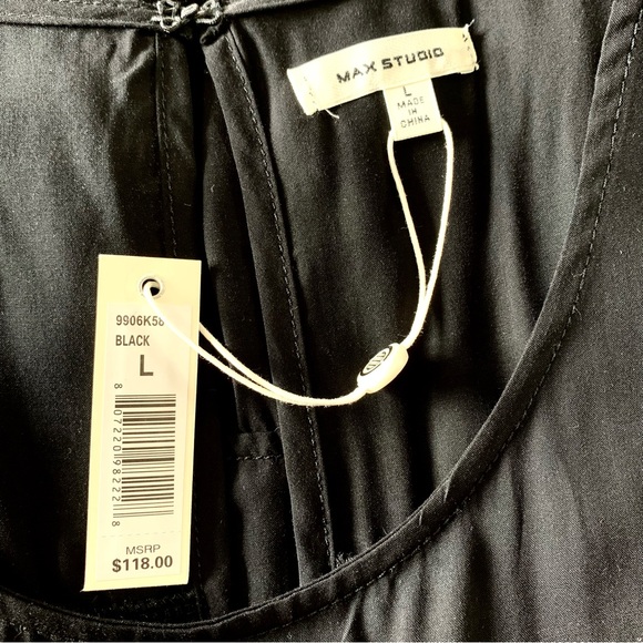 MAX STUDIO Tiered Sleeveless Maxi Dress in Black SIZE LARGE, NWT - Picture 11 of 12